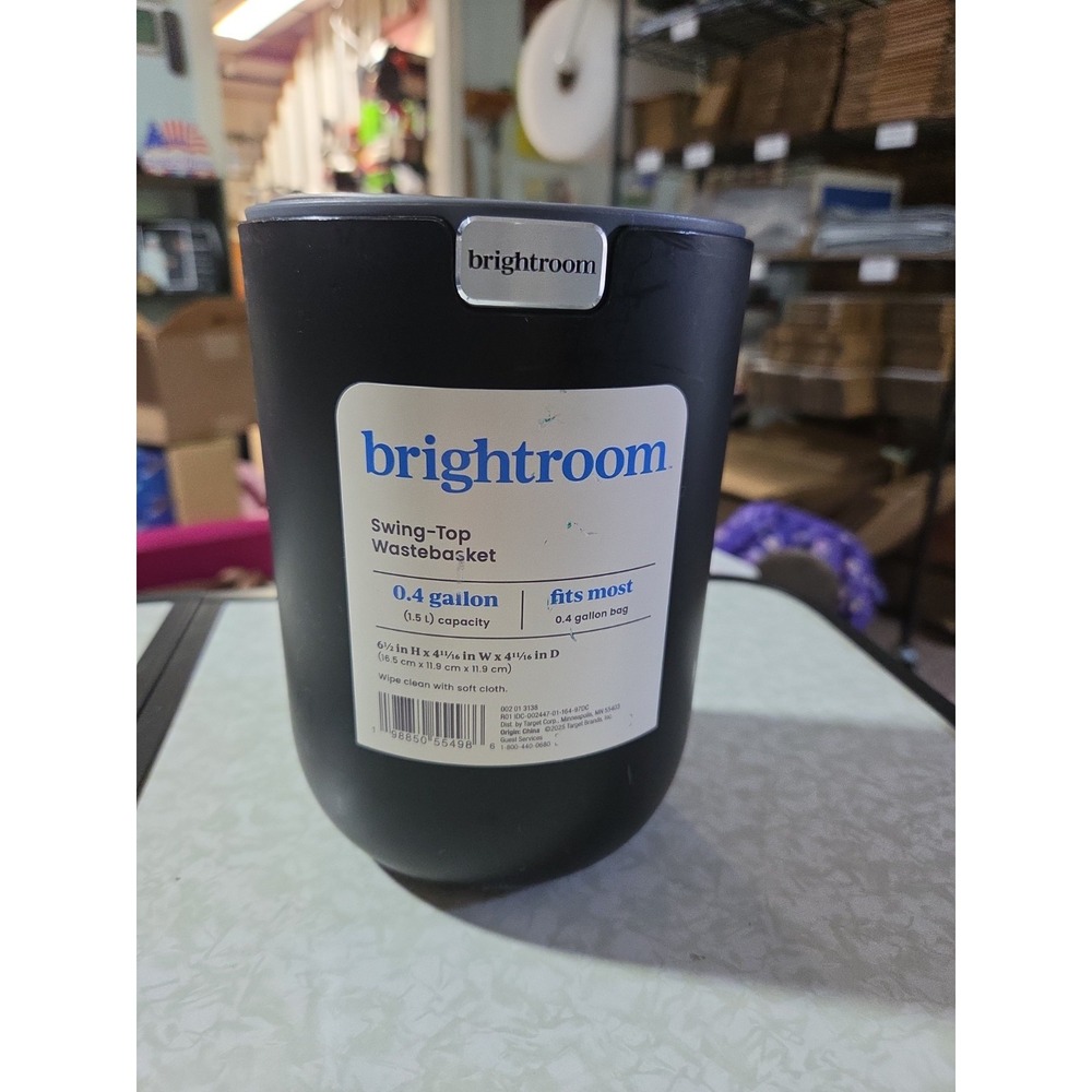 Brightroom Swing Top Wastebasket For Desk 6.5" Tall x 4.75" Wide 1.5L Capacity